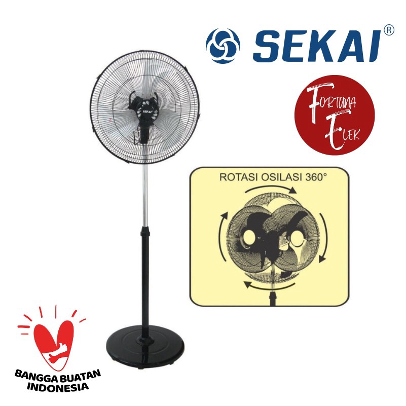 SEKAI Stand Fan Tornado 18 Inch SFN 1809 Osilasi 360 Baling-baling Aluminium