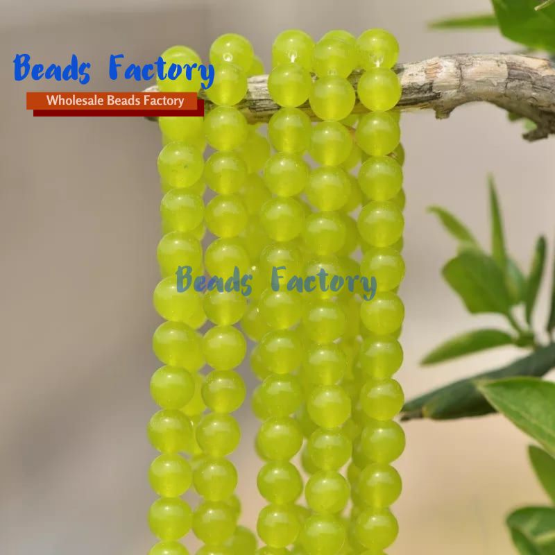 Manik Batu Natural Bright Green Jade Bahan Gelang Kalung Tasbih