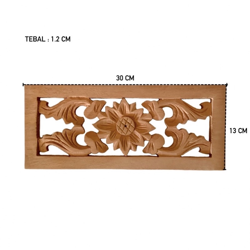 (13 x 30) Kepingan Loster Kayu Mahoni Dekorasi Dinding Bermotif Ventilasi Udara