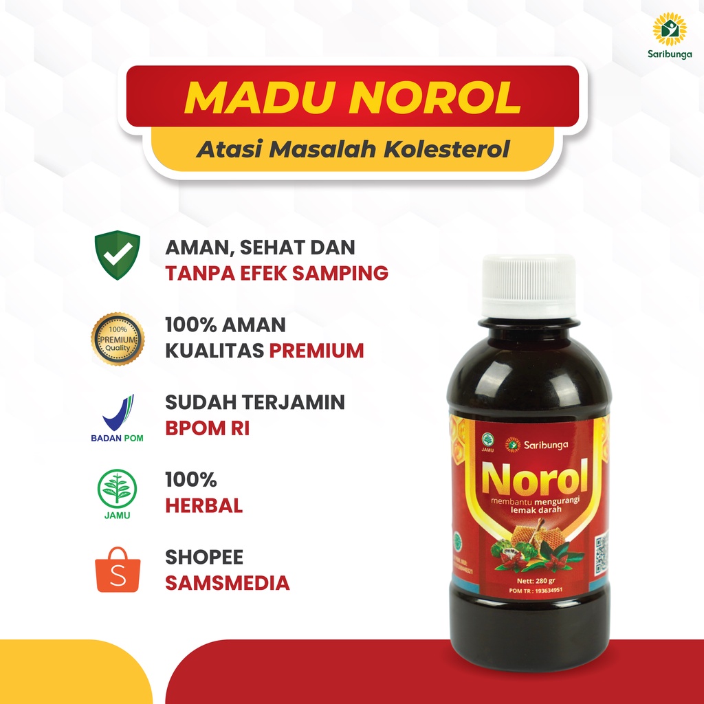 Madu Norol Original - Obat Herbal Mengatasi Keluhan Kolesterol tinggi Terapi Trigliserida