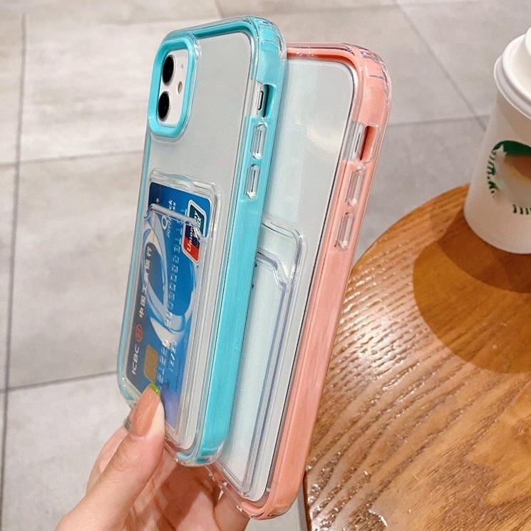 Rekomendasi 3 in 1 Clear Silicone with Card Holder Case for iPhone 11 / Case iPhone 11 Pro / Case iP