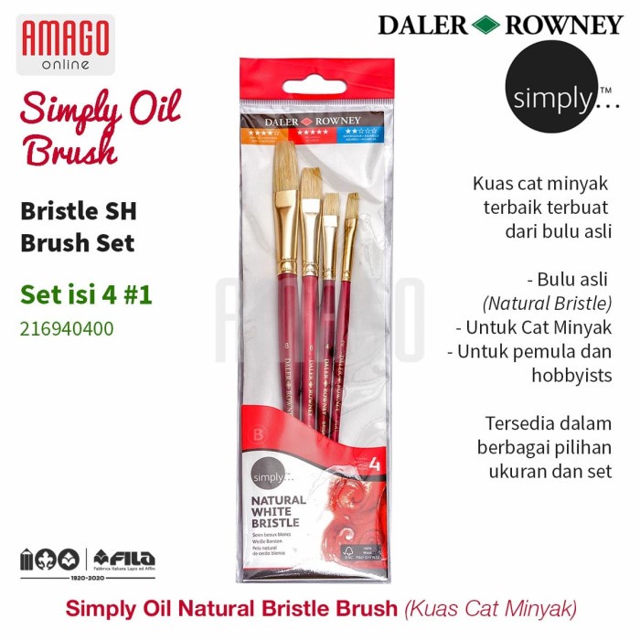 

Menakjubkan Daler-Rowney - Simply Oil Bristle Sh Brush Set 4 Pcs #1 - 216940400 Diskon