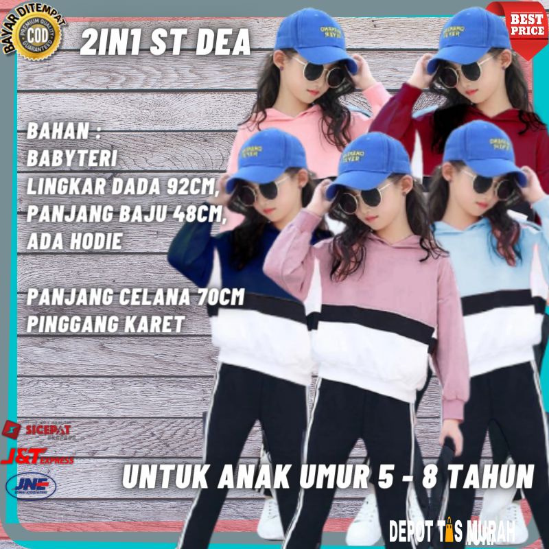 St Setelan Set Pakaian Baju Dea Kids Training Hoodie Import Anak Perempuan Wanita Import Kekinian