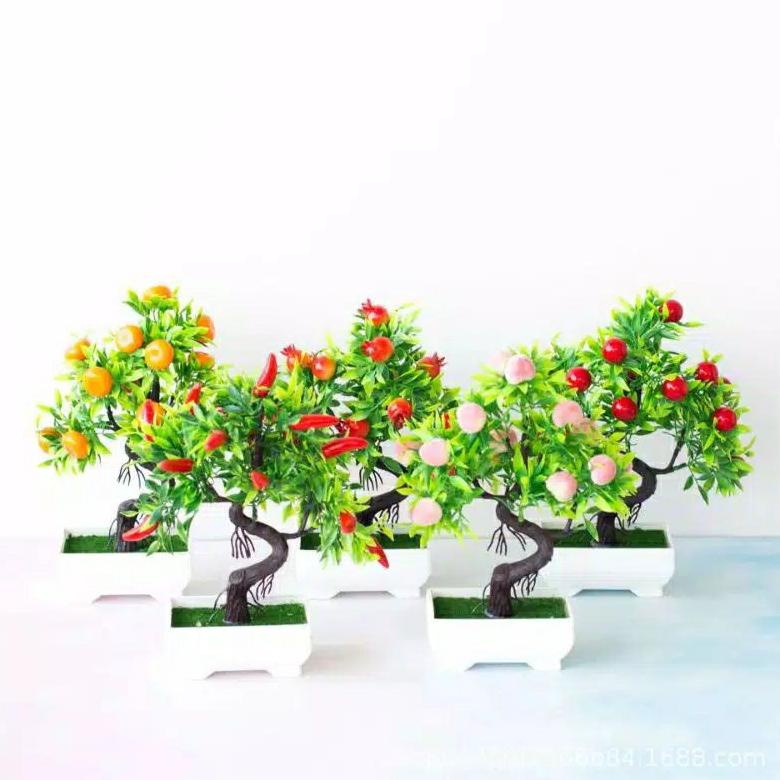 Tanaman Hias Buah Buahan Pohon Buah Bonsai Dekorasi Pot Bunga Artificial Panjangan Hiasan Plastik
