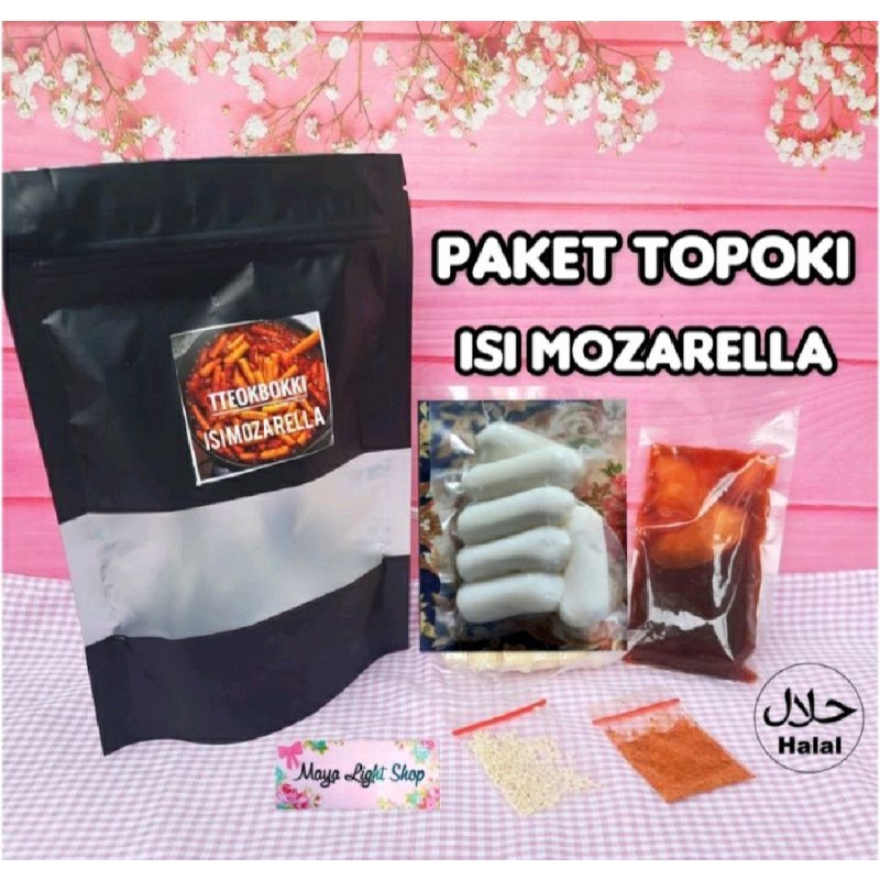 

Paket topoki isi mozarella lengkap saus gochujang kue beras isi keju mozarella saus enak halal