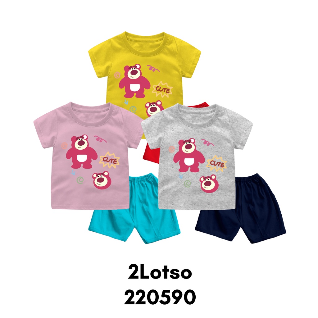 Baju Setelan Bayi &amp; Anak  Hugging Cute Lotso Usia 6 Bulan Sampai 8 Tahun Bahan Katun Combed 30s