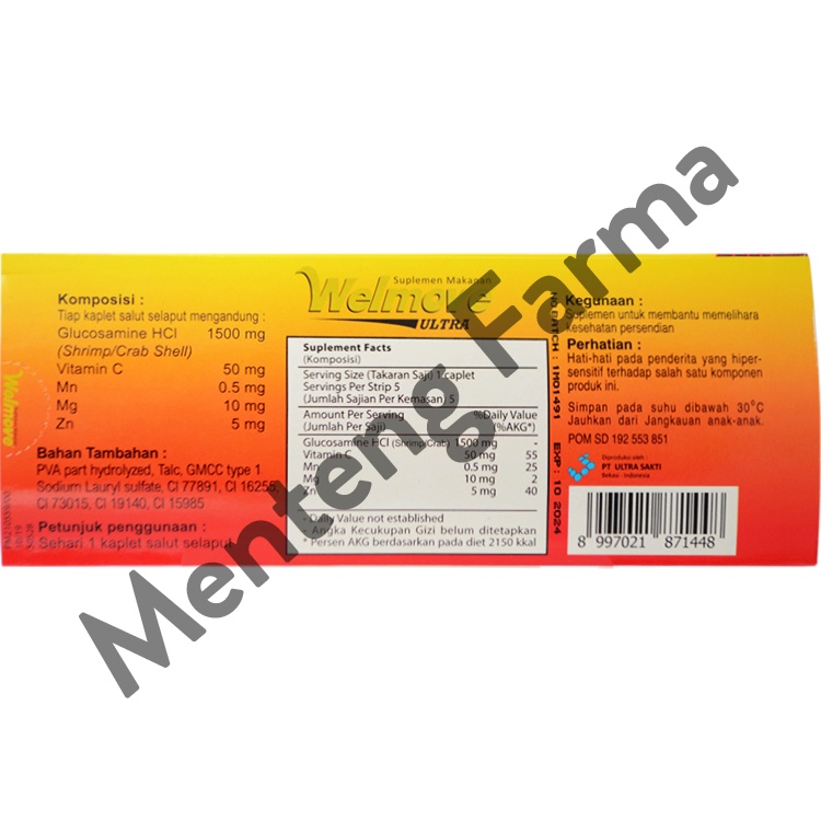 Welmove Ultra 5 Kaplet - Ekstra Glucosamin untuk Gejala Radang Sendi