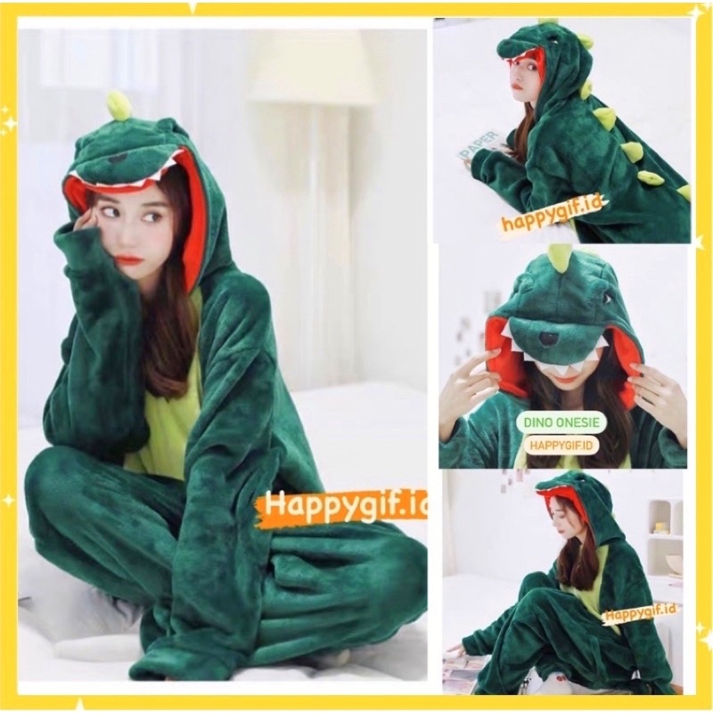 ONESIE DINO DEWASA UNISEX PRIA WANITA KIGURUMI KOSTUM DINOSAUR