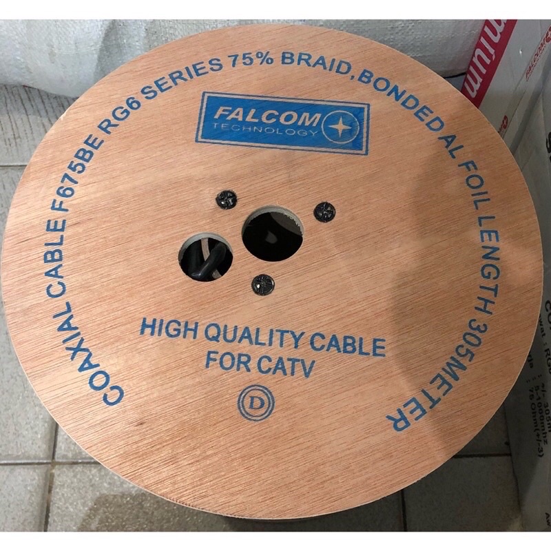 Kabel Coaxial RG6-F675BE Falcom RG 6 75 Persen 305 meter untuk CATV