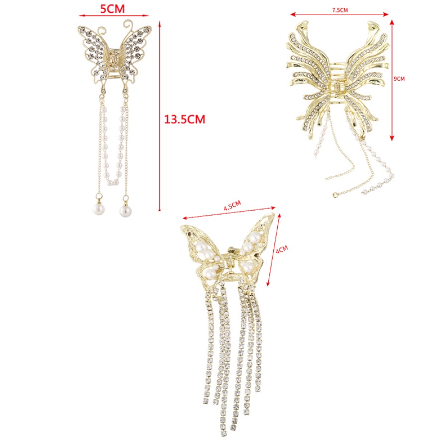 Jepit Rambut Bentuk Kupu-Kupu Bahan Metal Aksen Kristal Berlian Imitasi Gaya Korea Untuk Wanita