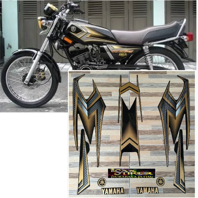 striping original Yamaha RX KING hitam gold tahun 2004