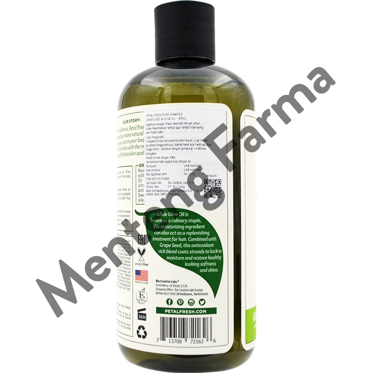 Petal Fresh Pure Shampoo Grape Seed &amp; Olive Oil 475 mL - Menghidrasi dan Memperbaiki Rambut Rusak