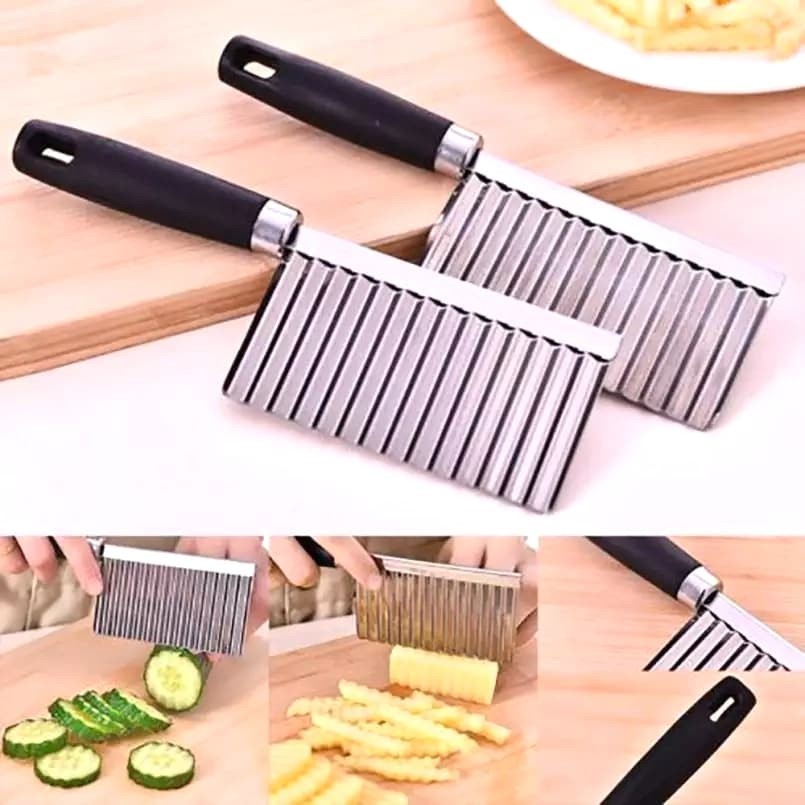 Osakashop - Pisau Gelombang Kentang Wortel Stainless Knife Wave Gerigi Acar Buah