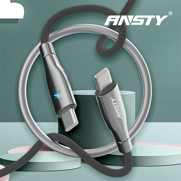 ANSTY S-022 KABEL DATA 65W SUPER FAST CHARGING LED TIPE C TO TIPE C