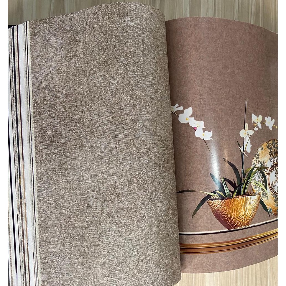 Wallpaper Vinyl Motif Concrete Cement Minimalis Cokelat Putih Abu Silver Bertekstur Timbul