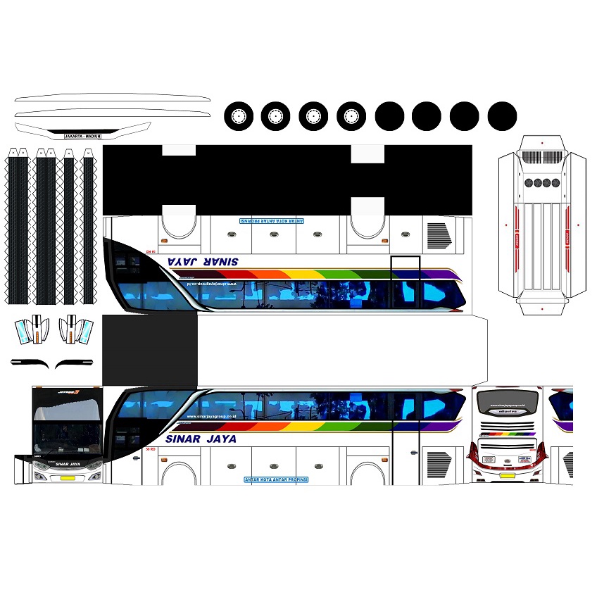 DIY Miniatur Bus Sinar Jaya Papercraft Lembaran