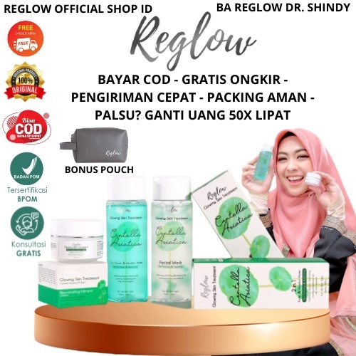Reglow Paket Skincare Glowing Treatment | Paket Perawatan Isi 3 | Whitening Pencerah Wajah | Free Pouch Cantik