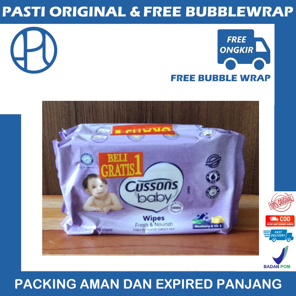 PROMO CUSSONS BABY WIPES 45 + 45 BELI 1 GRATIS 1 KEMASAN BARU TISSUE TISU BASAH BAYI