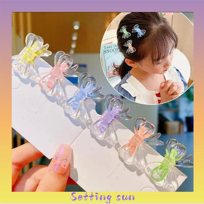 Jepit Rambut Busur Transparan Kristal  Klip Mini Warna Permen  Lucu Klip Poni Samping Anak TN