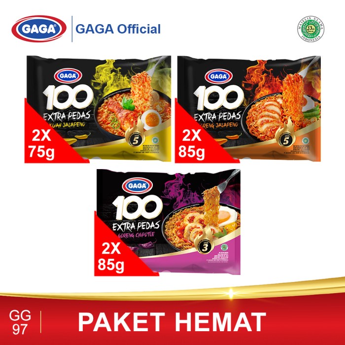 

PROMO GAGA 100 Extra Pedas Goreng Jalapeno, Chipotle, Kuah Jalapeno (GG97)