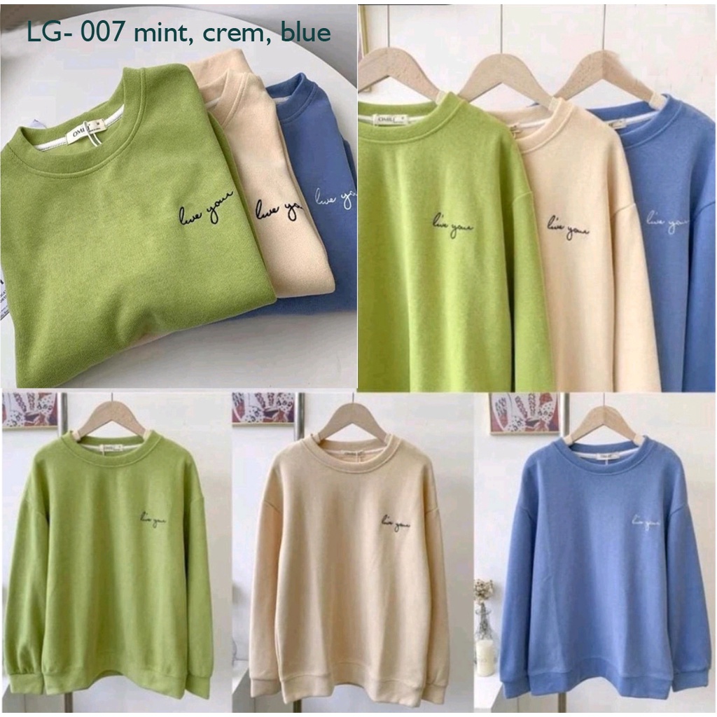 AA1- Sweater Oversize Cewek Fleece Pastel LG-007