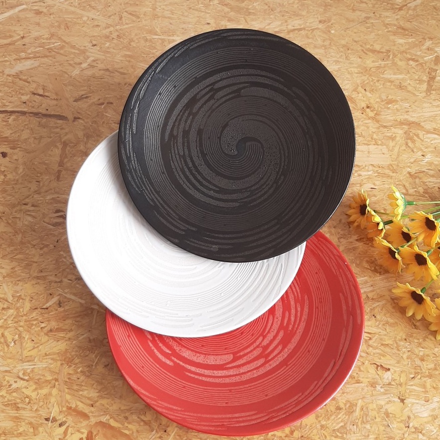 00162 Piring Makan Keramik Motif Pusar Bumi 27cm / Piring Keramik / Piring Makan Ceper / Piring Maka