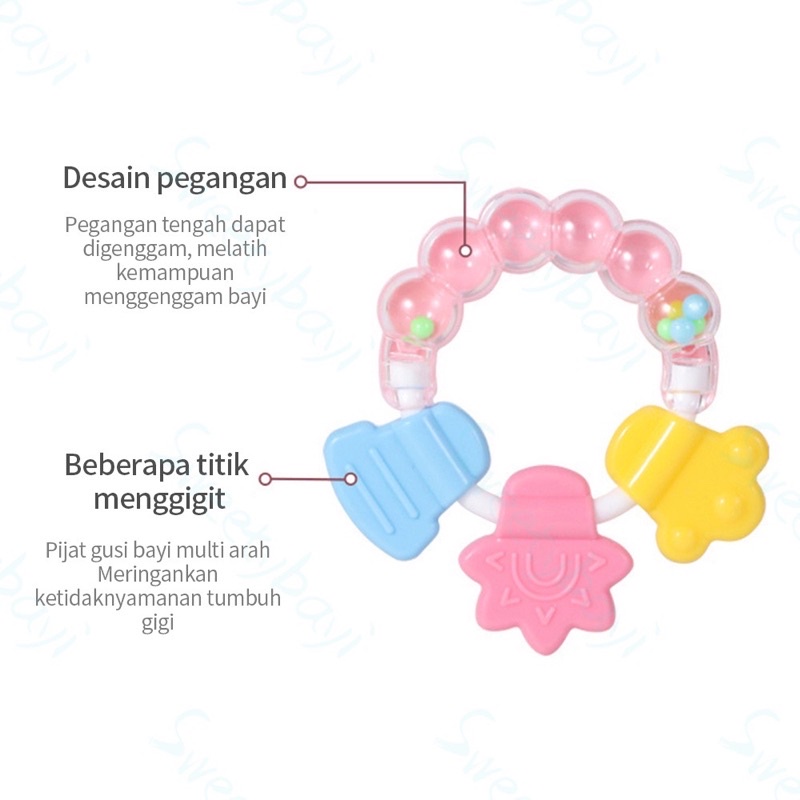 Mainan Rattle Genggam Bayi Gigitan Empeng Buah Plastik Dengan Teether Gelatin GIRI n