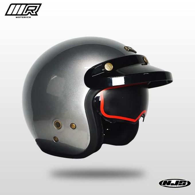 HELM NJS NX-2 SILVER GLOSSY HELM RETRO HALF FACE