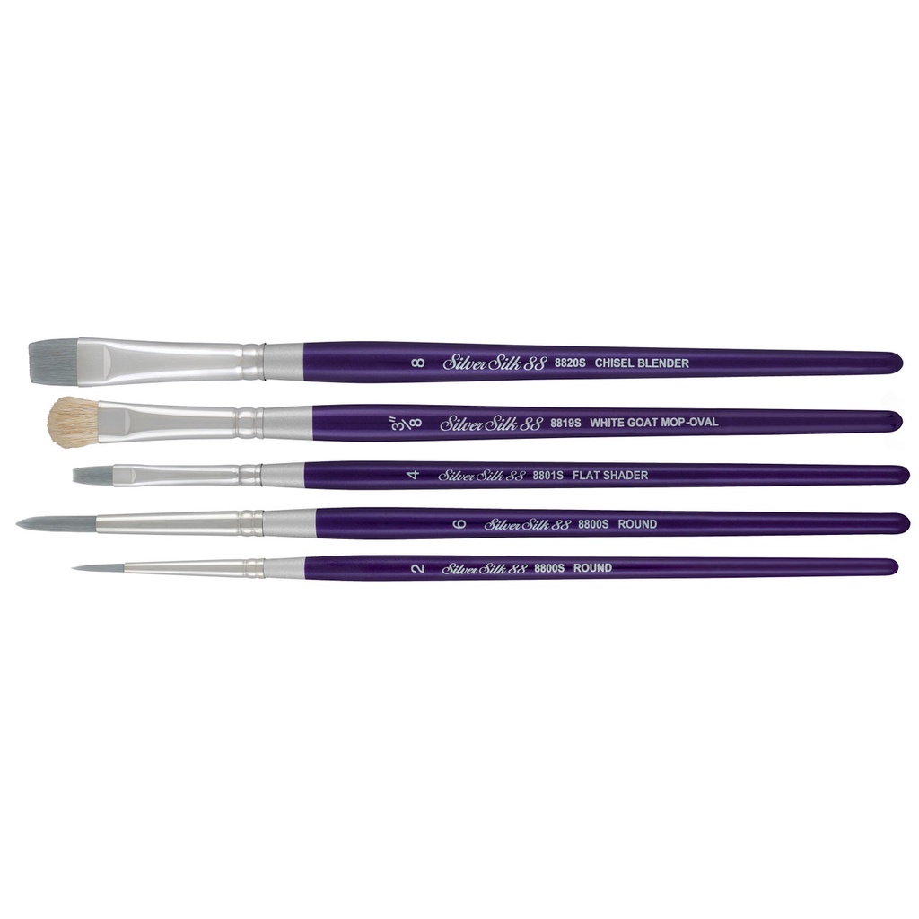 Silver Brush/ SK-8110S Silver Silk 88® 5pc Set