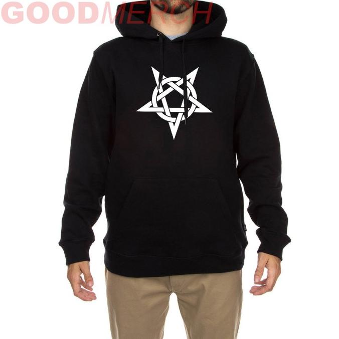 jaket hoodie sweater pentagram satanic hitam