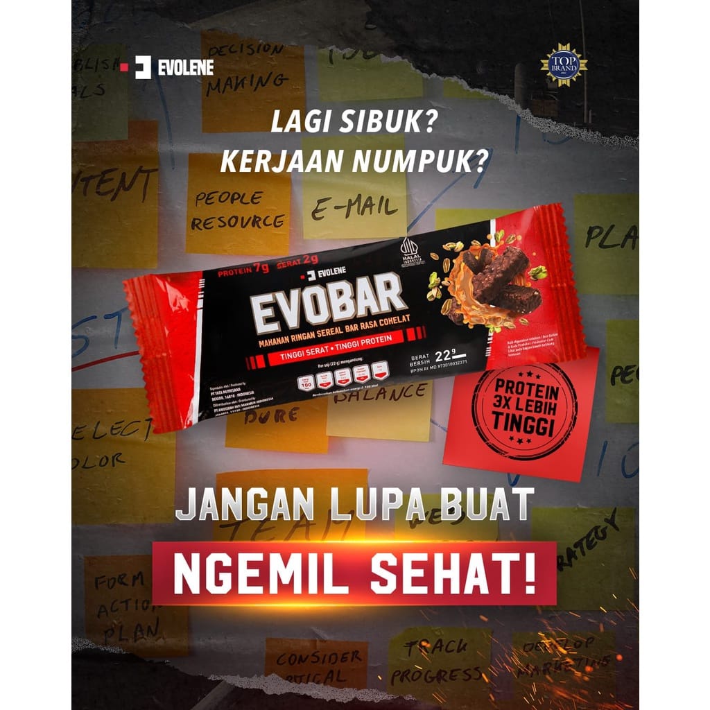 EVOBAR Evolene 1 pc - Makanan Ringan Sereal Bar Rasa Cokelat Snack Tinggi Protein EVO BAR