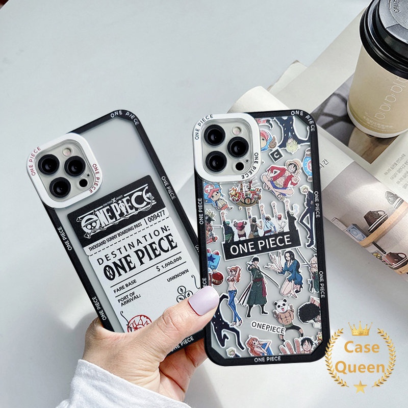 Soft Case TPU Motif Tiket One Piece Untuk IPhone 11 7 8 6 6S 14 Plus 12 13 14 Pro MAX XR 7plus X XS MAX SE 2020 8plus