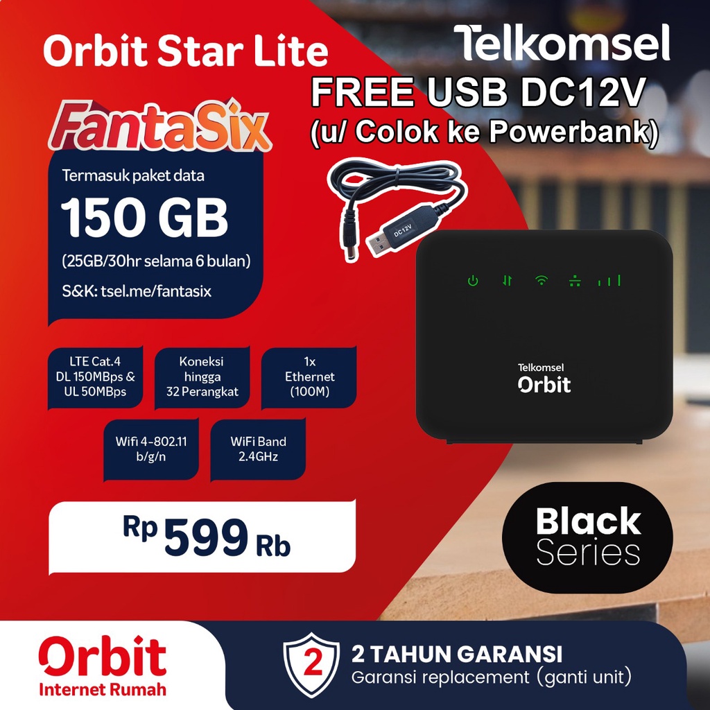 Telkomsel Orbit Star H1 A1 Lite Modem WiFi 4G High Speed Free 150GB