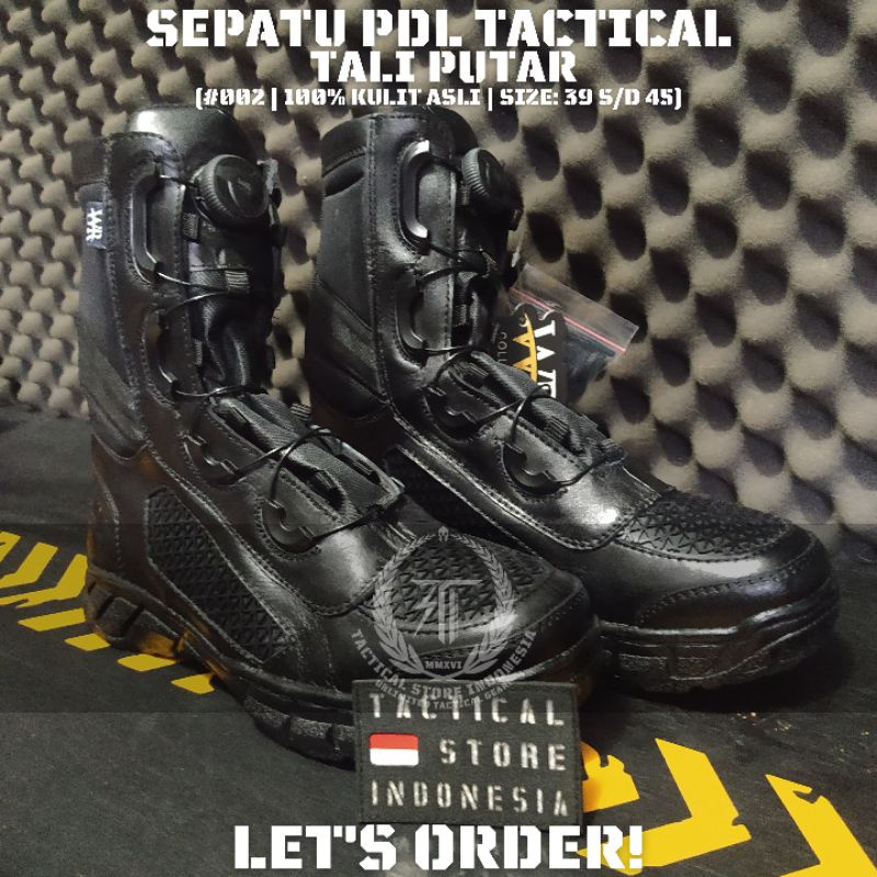 TERMURAH BERKUALITAS 100% KULIT ASLI Sepatu PDL Tali Putar - Sepatu PDL WR 02