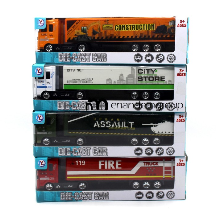 Sale Diecast Miniatur Mainan Mobil Truk Kontainer Pemadam Trailer Metal Bagus