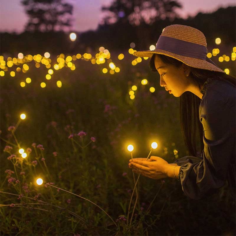 Lampu Taman LED Tenaga Surya Bentuk Kunangkunang Romantis Tahan Air Untuk Dekorasi Outdoor