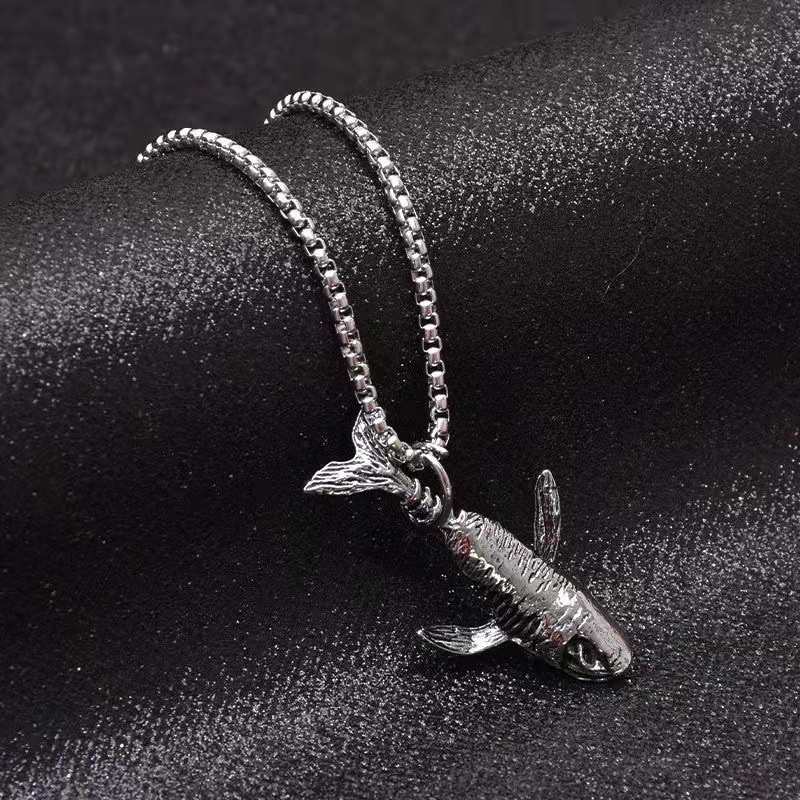 Kalung Rantai Liontin Ikan Paus Gaya Korea hip hop Untuk Pria