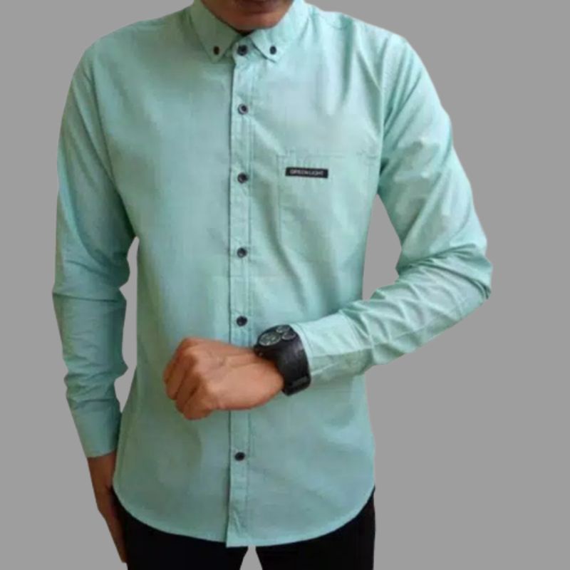 KEMEJA Hem PRIA POLOS LENGAN PANJANG MINT SAGE GREEN BEST SELLER KEMEJA KANTOR HEM KEMEJA