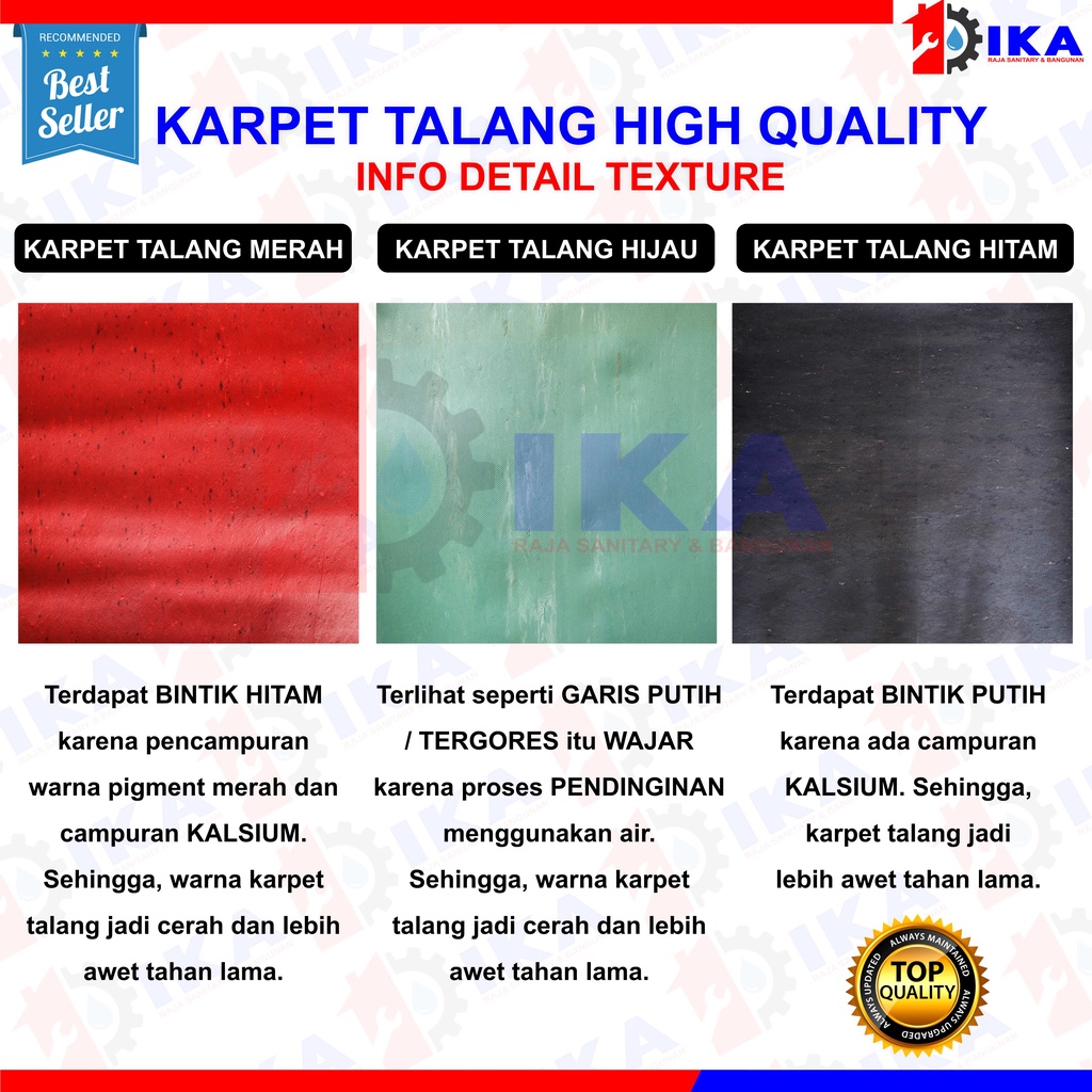 Karpet Talang Air 1 Roll 55 (Bersih 51cm) Merah Hitam Pabrikan READY 1 Roll = 50meter !!