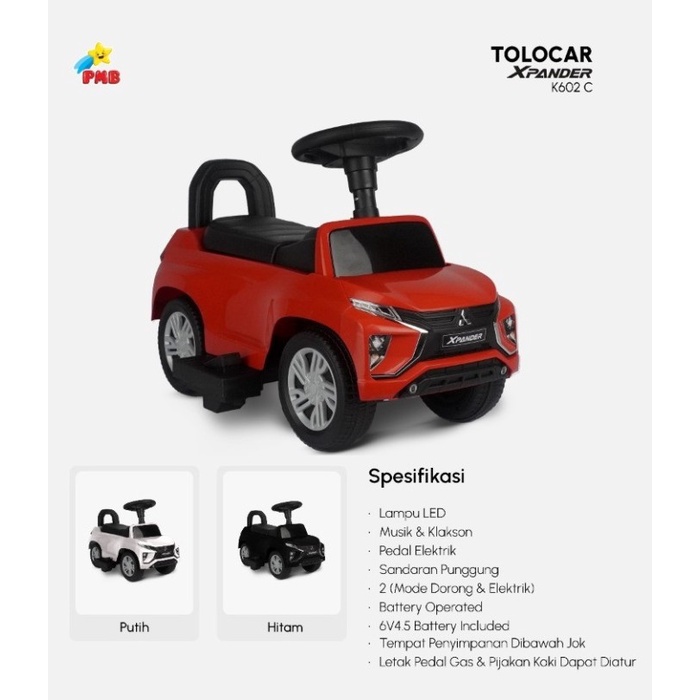Mainan Mobil Anak Dorong Duduk 2-5 Tahun ToloCar Mitsubishi Expander K602 B C K602B K602C PMB Official Original