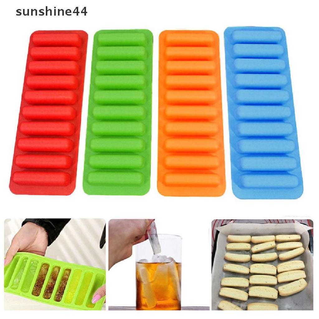 Sunshine Cetakan Es Batu / Kue / Biskuit Bentuk Silinder Bahan Silikon Dengan 10 Lubang