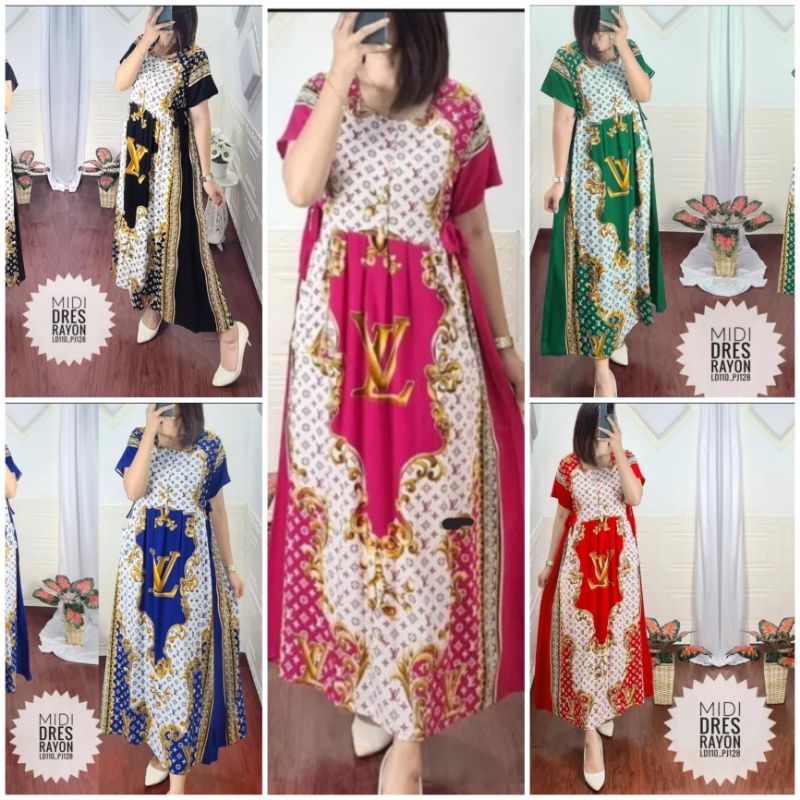 MIDI DRES RAYON DASTER PANJANG MURAH CIBI - KANCING BOBOK//RAYON SUPER FREMIUM