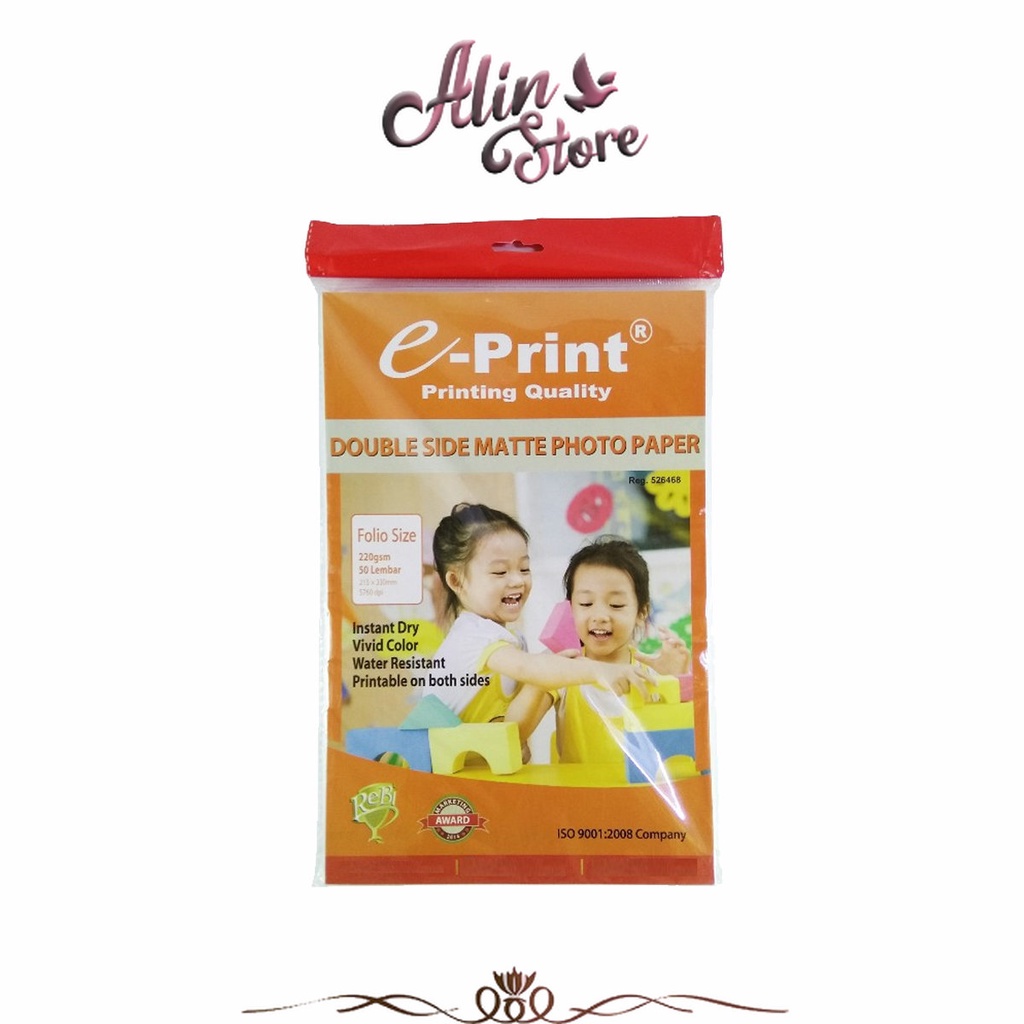 

Kertas Double Side Matte Photo Paper Folio F4 220 Gsm 50 Lembar E-Print