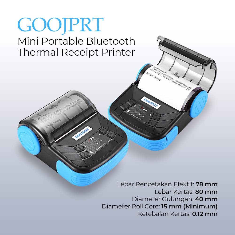 GOOJPRT Mini Portable Bluetooth Thermal Receipt Printer - MTP-3 - Black