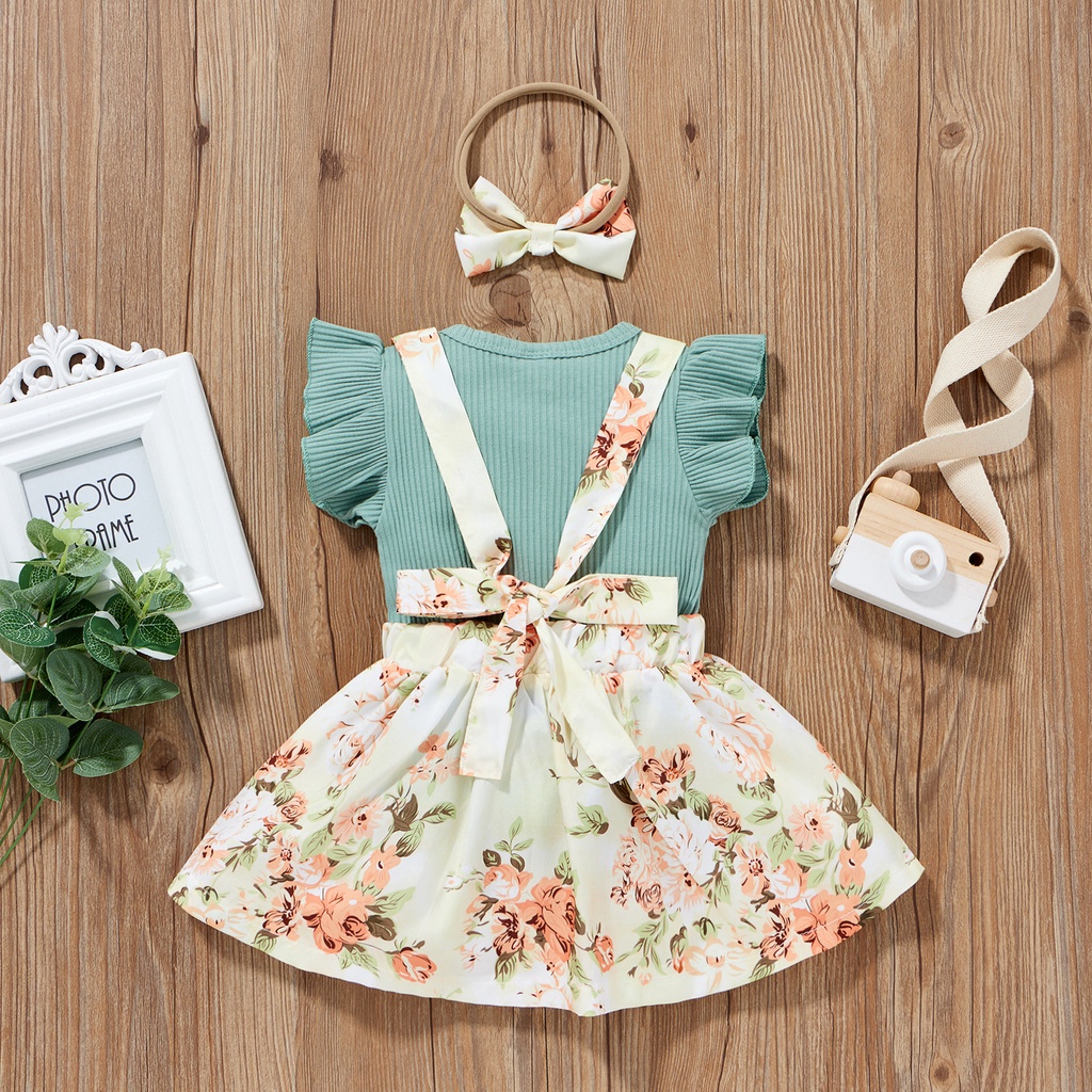 [Brandedbaby] 6Bln-3Th SETELAN BABY FASHION GIRL CASUAL SET IMPORT PREMIUM OVERALL 3-IN-1 FREE IKAT RAMBUT