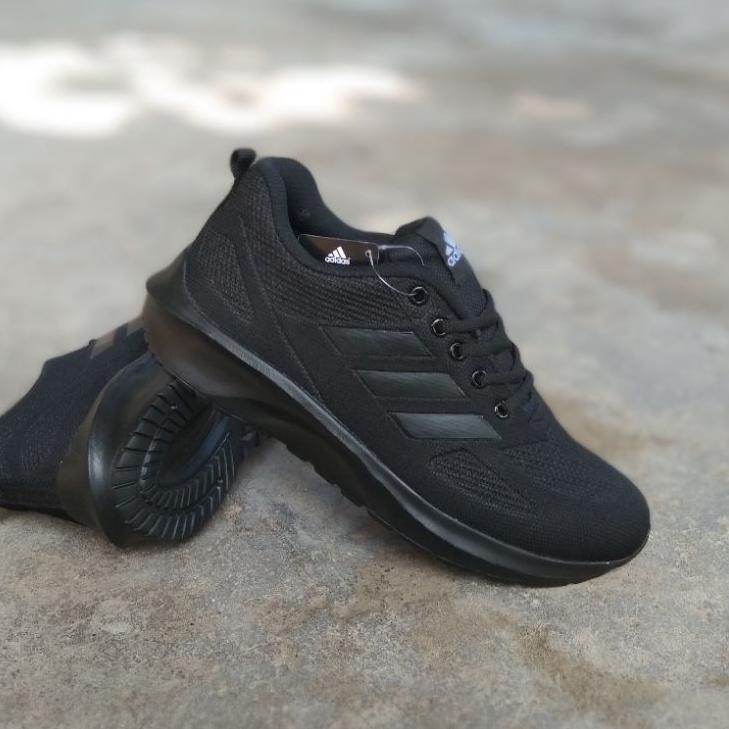 Siap Kirim Sepatu Sekolah Adidas Hitam Putih - Hitam Polos Pria/Wanita Sepatu Kerja