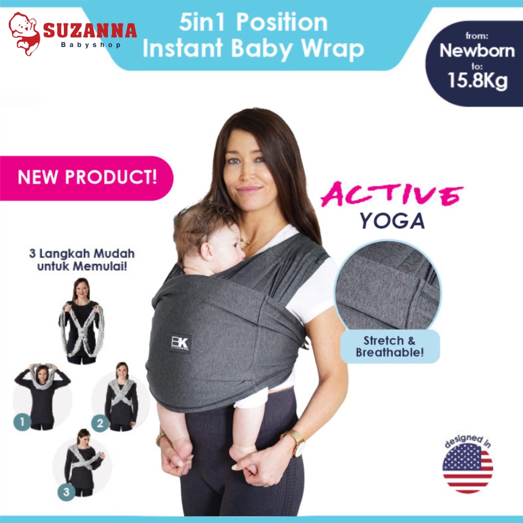 Bbay K'tan Baby Carrier Active YOGA Heather Black / Gendongan Geos / Gendongan Sling