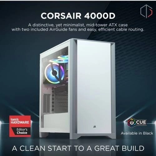 [tanpa palet kayu] Casing Corsair 4000D Tempered Glass Mid-Tower ATX Gaming Case - WHITE