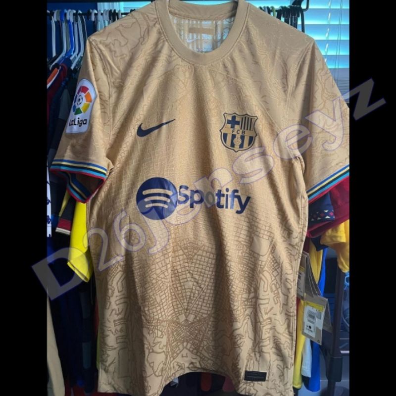 Jersey BarcaA_ Away Player Issue 2022 / 2023 OFFICIAL + Patch LaLiga Besar