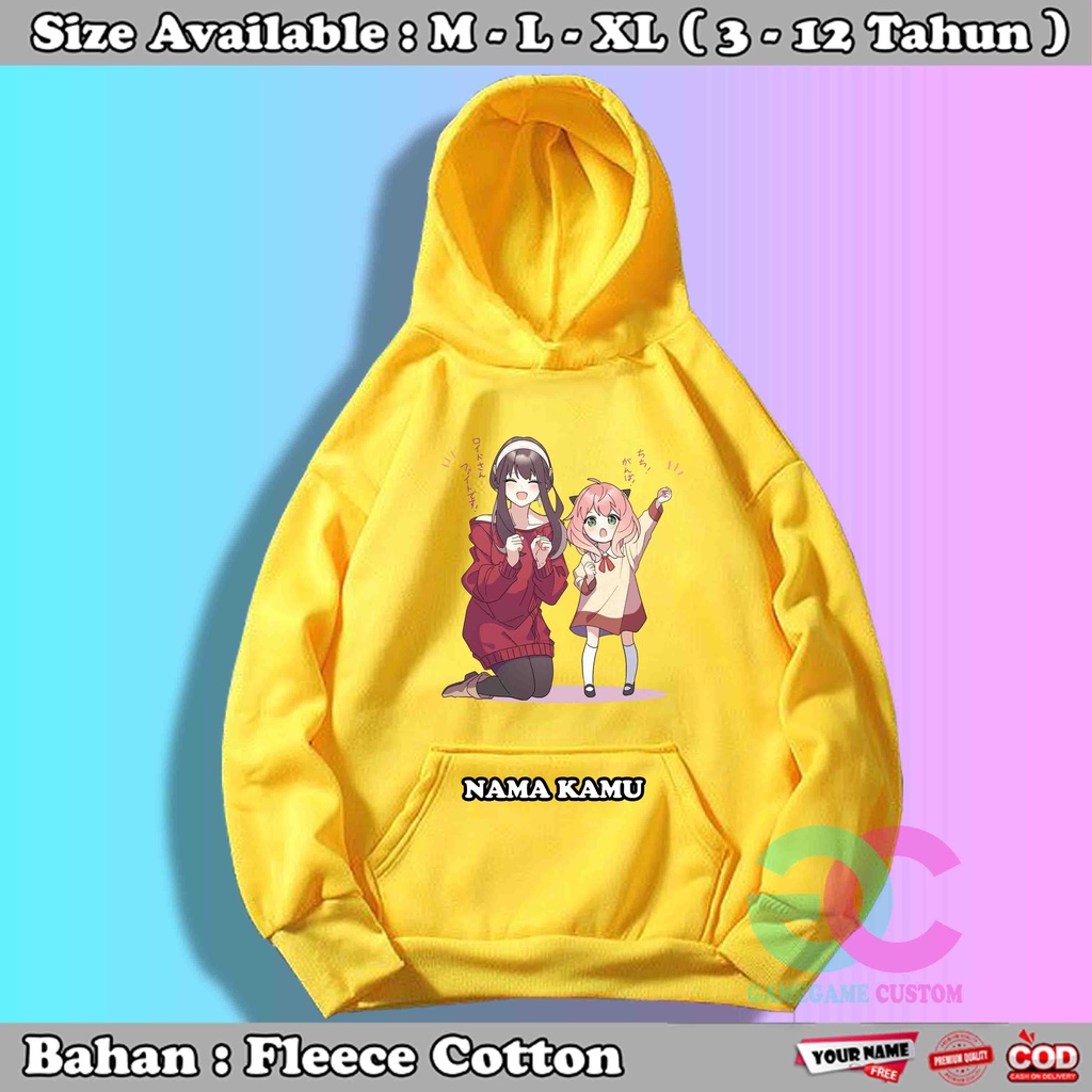 Hoodie Anak Perempuan Anya Forger dan Yor Forger Semangat / Sweater Anbak Anime Spy X Family 166